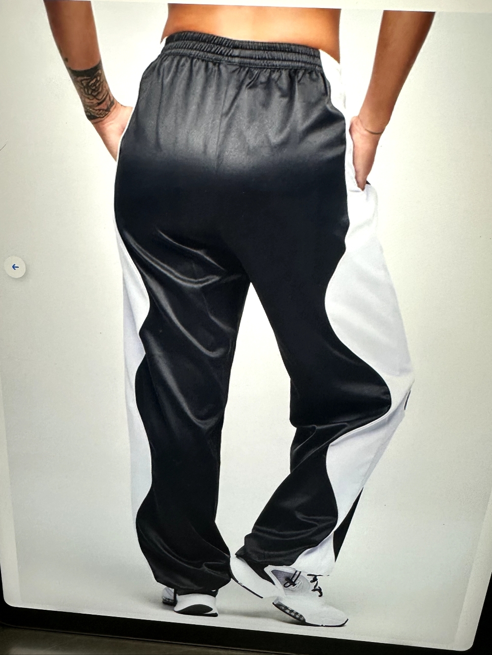 Athletic Wide-Leg Track Pants - Black/White - Picture 2 of 5